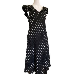 Black dress with white polka dots/ size 8 /Jones New York signature / 💯 silk